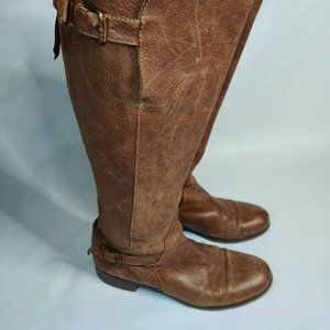 J.Crew Women's Knee-High Zip Boots Genuine Brown Leather Size 9